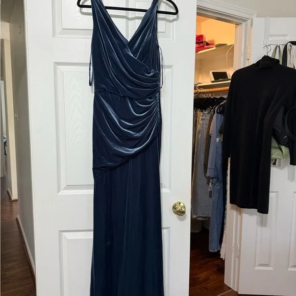 blue cheese dressing recall Blue Jersey Draped Maxi Dress  self-portrait